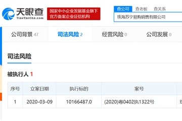 苏宁易购旗下公司成被履行人履行标的超1000万